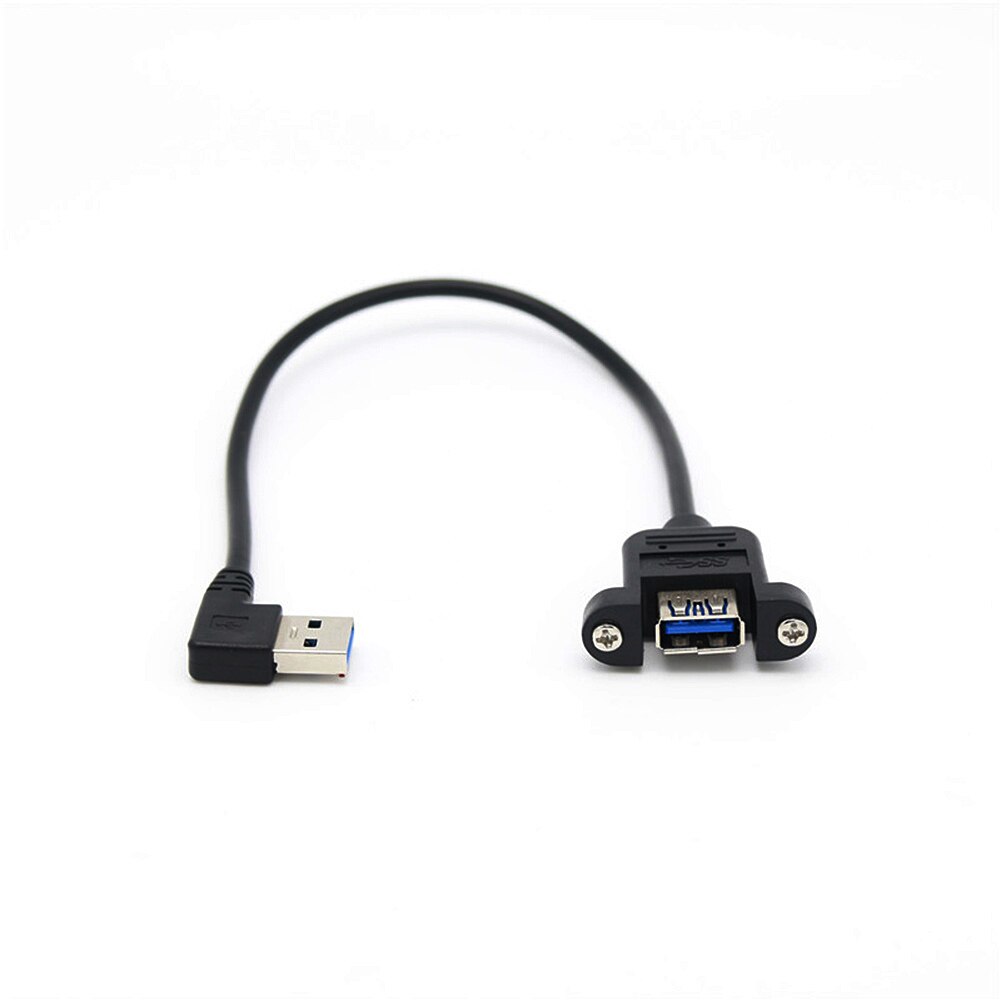 USB 3.0 A Female Panel Mount to USB A Male 90 Degree Left Angle Plug Extension Cable for computer host