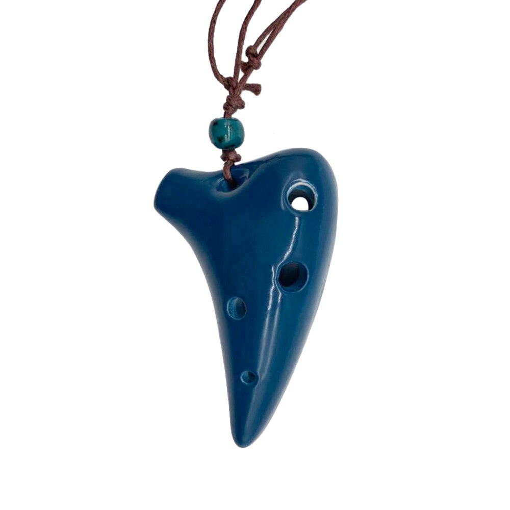 Ocarina de cerámica de 6 agujeros, instrumento Musical de estilo submarino Alto C con cordón, puntuación de música para amantes de la música y principiantes: Azul