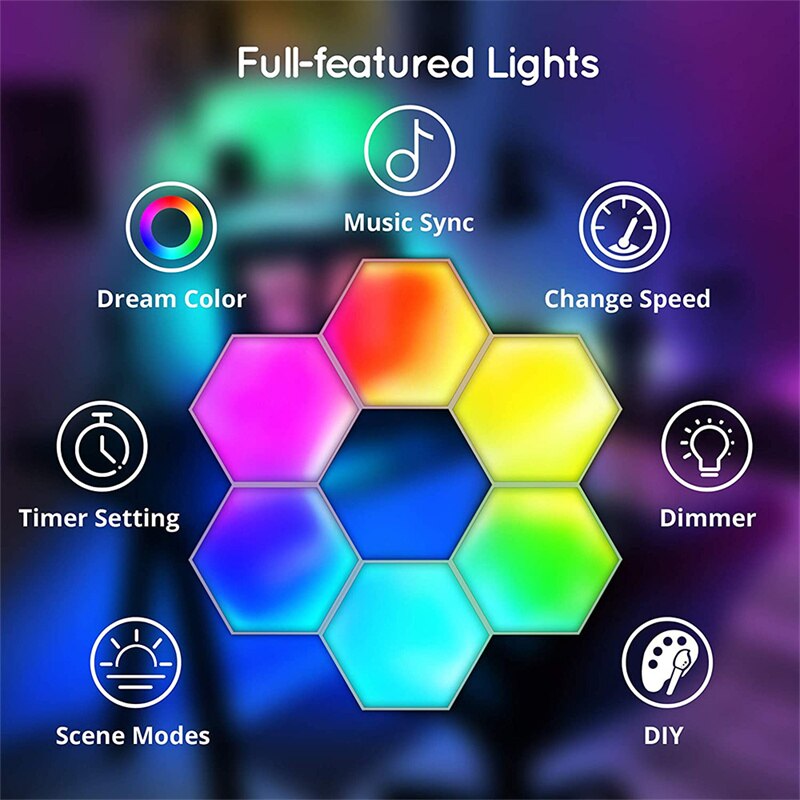 RGB Quantum Lamp Smart APP Hexagon Light Wall Lamp Touch Sensor LED Night Light rgbw DIY LED Honeycomb Light USB Modular Lamp 5V