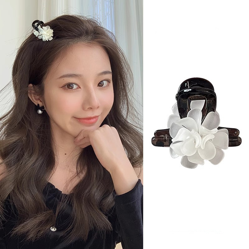 Pinza de pelo de plástico pequeña de 4,5 cm con flor de Camelia para mujer, pinzas para el pelo de Vintage, herramienta de estilismo con abrazadera de cangrejo, accesorios para niñas, 1 ud.: Cobre