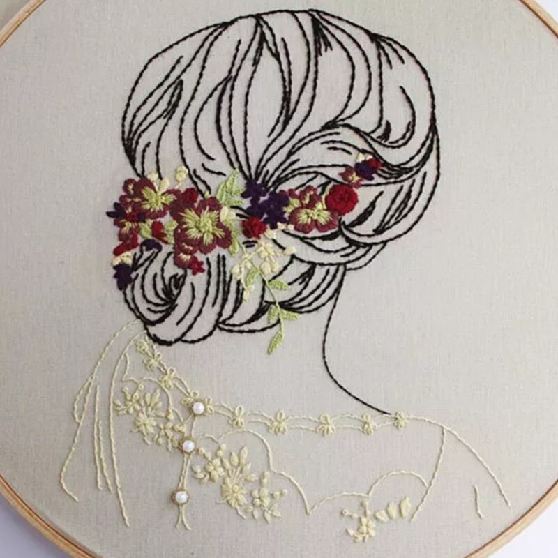 DIY Handmade Embroidery Starter Kit With Bamboo Embroidery Hoop Chinese Style Su Xiu Fairy Flower Pattern Cross Stitch Kit: A8