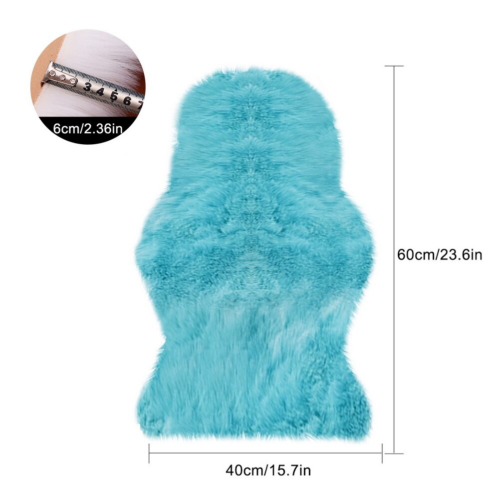 Luxe Rectangle doux en peau de mouton moelleux zone tapis Faux blanc fourrure tapis Shaggy cheveux longs solide tapis salon coussin de siège décor à la maison: B 40x60cm blue1