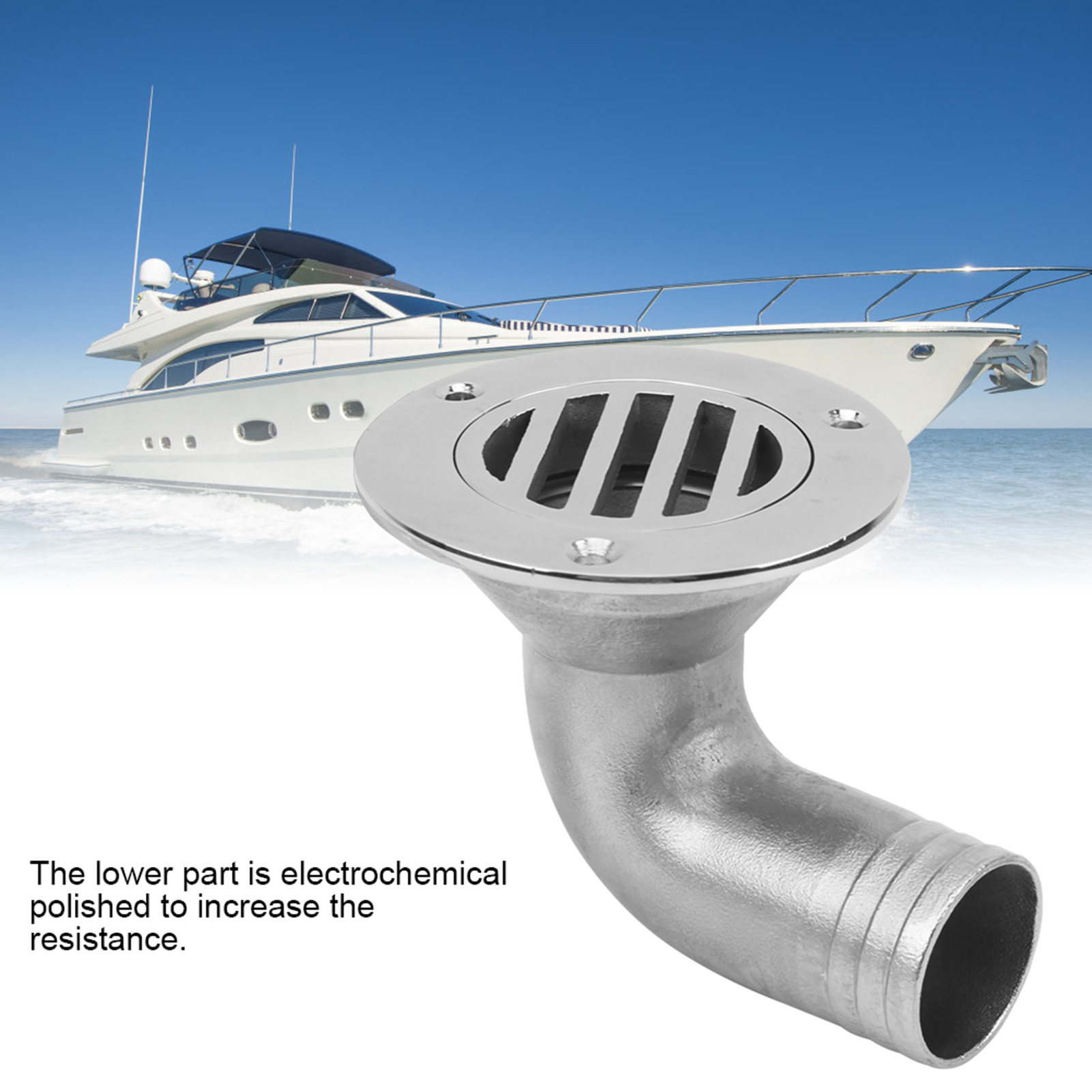 Marine Boat Hardware Accessories Boat Floor Drain 316 Stainless Steel Marine 90 Degree Boat Floor Deck Water Drain