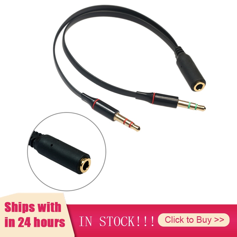 In Stock 3.5mm Y Splitter Cable For Headphone Computer Female To 2 Male Black White Mic Audio Headset To PC Stereo Adapter