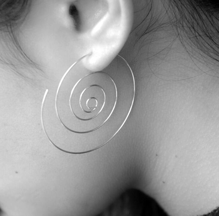 Boucles d'oreilles rondes en spirale, personnalité ethnique, boucles d'oreilles exagérées, tourbillon, équipement pour femmes, bijoux à la 5E385