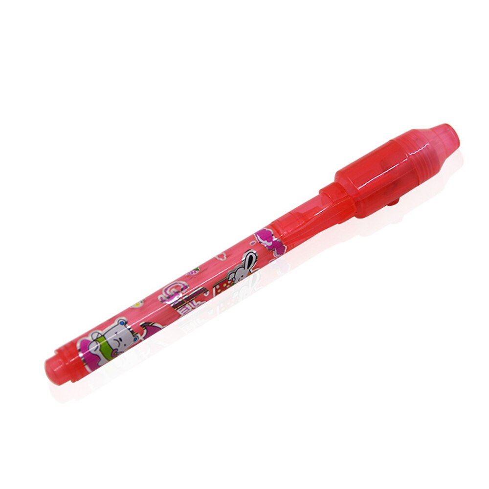 Kreative Beliebte Cartoon Zeichnung Werkzeuge Kinder Kind Magie 2 in 1 UV Schwarz Leuchtenden Licht Stift Combo Unsichtbare Tinte Stift zufällige Farbe