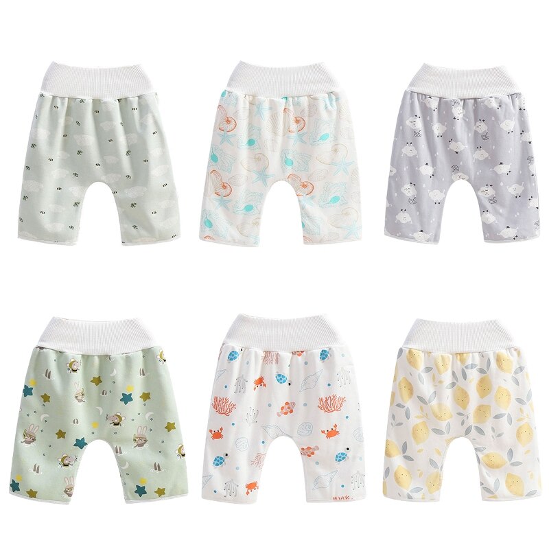 2 In 1 Comfy Kinderen Baby Luier Rok Shorts Puur Katoen Anti Bedplassen Waterdichte Absorberende Wasbare Training Nappy broek