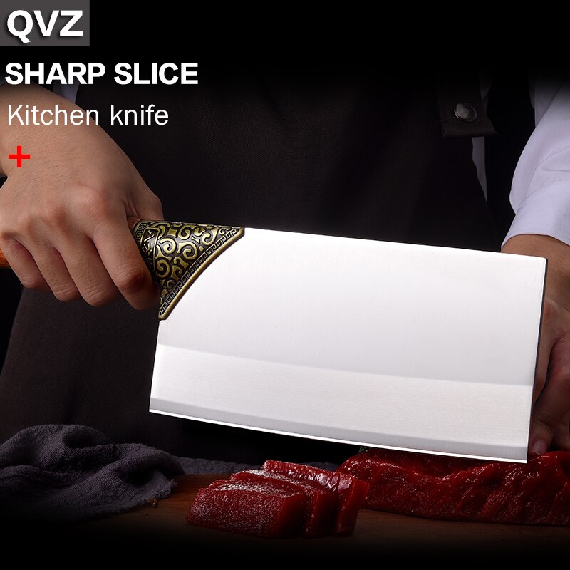 Cleaver Knife Kitchen Chef Knife Stainless Steel Razor Sharp Slicing Knife Meat Chopping Knife Wood Handle Chinese Kitchen Knife