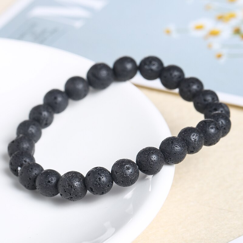 Jd 6 Mm 8 Mm 10 Mm Natuurlijke 5A Vulkanische Steen Kralen Armbanden Black Lava Mannen Armband Aromatherapie Essentiële Olie diffuser Bangle