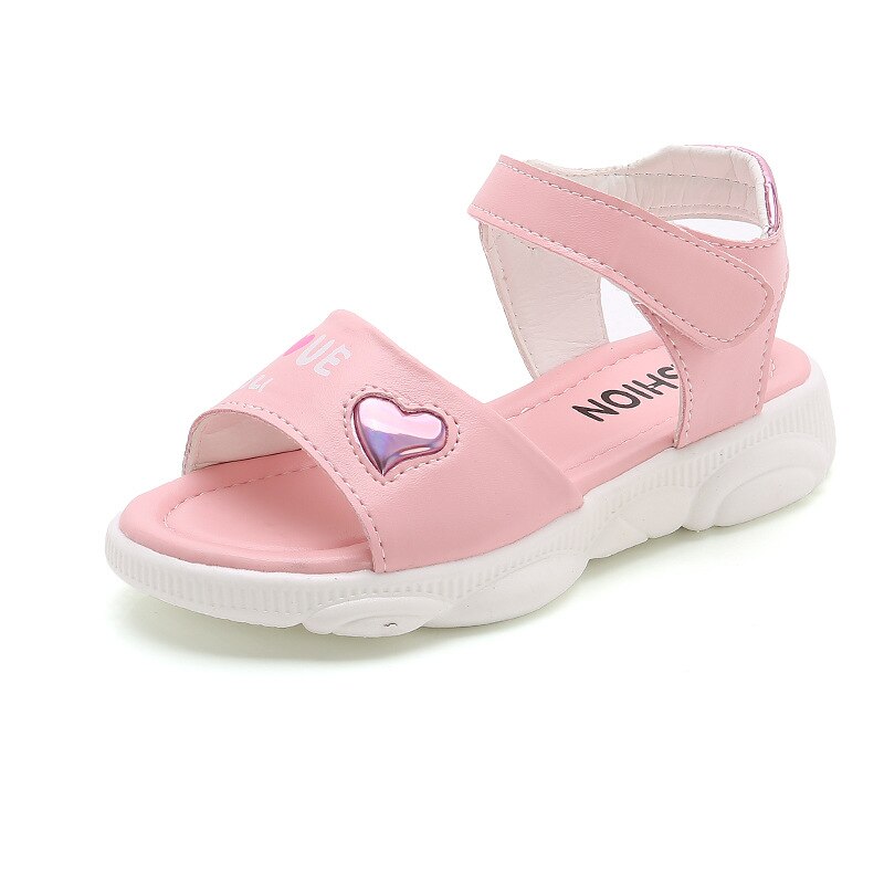 Summer Outdoor Girls Sandals Kids Sandals Children Shoes Cut-outs Soft Sole School Shoes Breathable Open Toe Casual Girl Sandal: Pink / 30(insole 18.9cm)