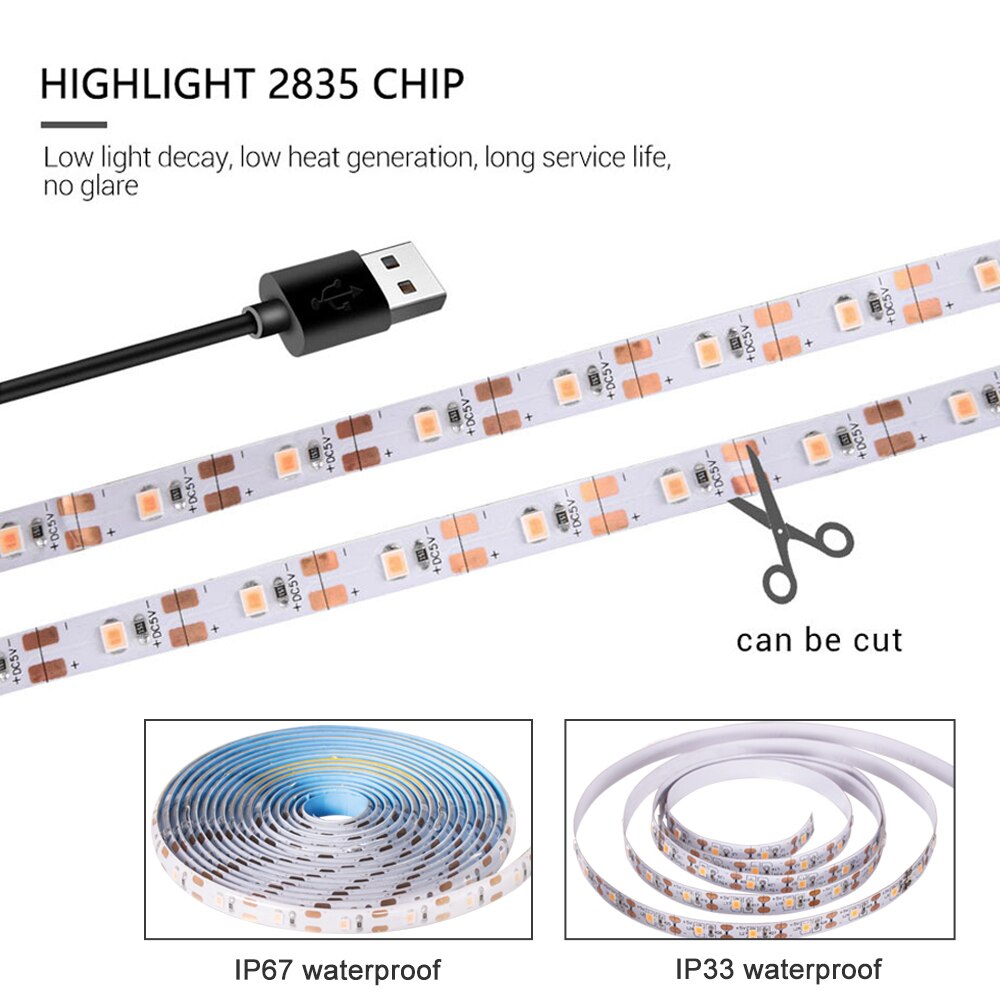 Dc5v usb fullspektre fytolamper lampe ledet phyto teip belysning fleksibel vokse lys stripe vanntett plante pære hydroponic lampe