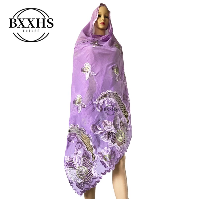 Écharpe africaine pour femmes, grande écharpe brodée 100% coton, avec pierres pour châle, hijab africain,: LH128-6