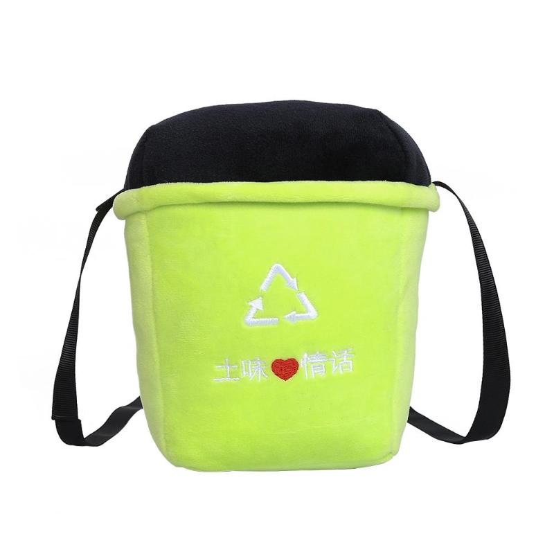Creativo Borse a Spalla Donne Catena 3D spazzatura-Lattine di Borse A Tracolla di Flanella Borsa Dei Soldi ottavino Borse a Spalla Dropshipping: verde