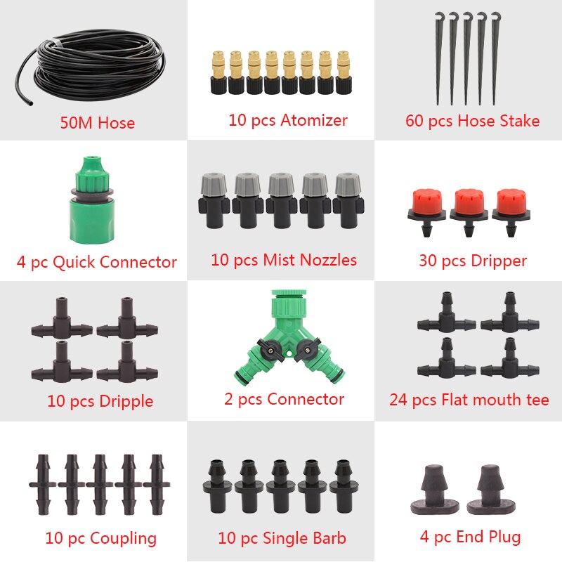 Fast 5M-50M Irrigation System Automatic Watering Garden Micro Drip Watering Kits With Adjustable Drippers: 50m