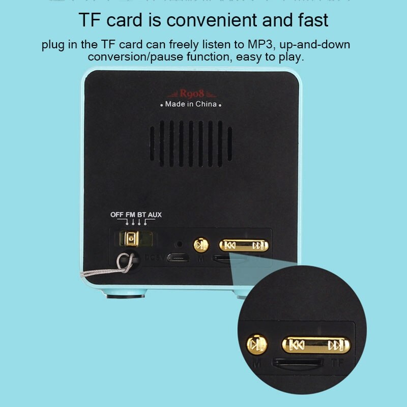 Retro Radio Bluetooth Speaker, FM Radio with Old Fashioned Classic Style, AUX Bluetooth TF Card MP3 Player (Black)