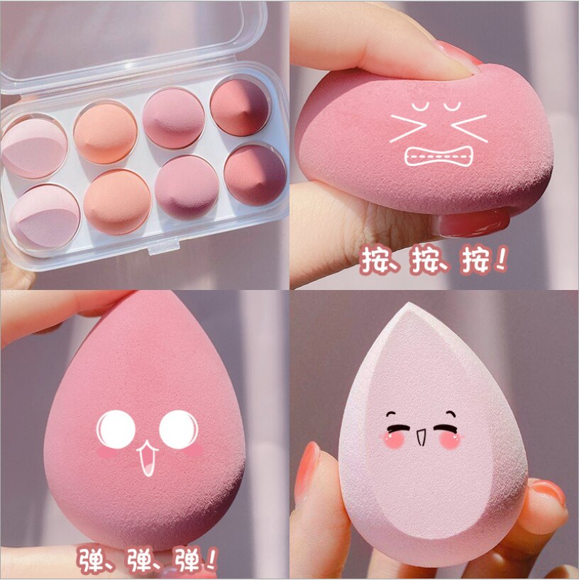 Beauty egg set makeup egg 8 sponge makeup egg puff oblique cut gourd water droplets wet and dry face makeup puff sponge