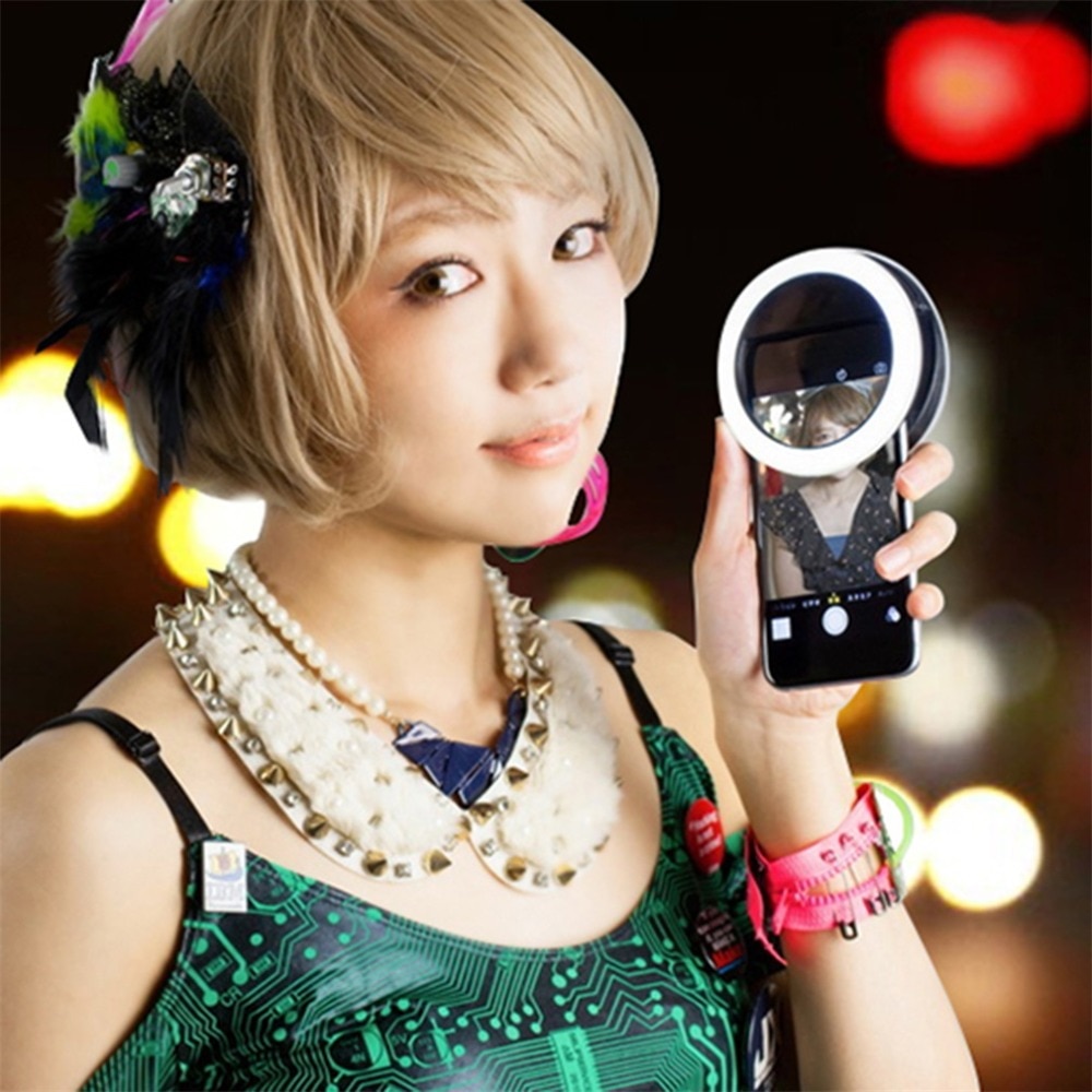LED Ring Flash Universal Selfie Light Portable Mobile Phone Selfie Lamp Luminous Ring Clip For iPhone Mini Camera Flashlight