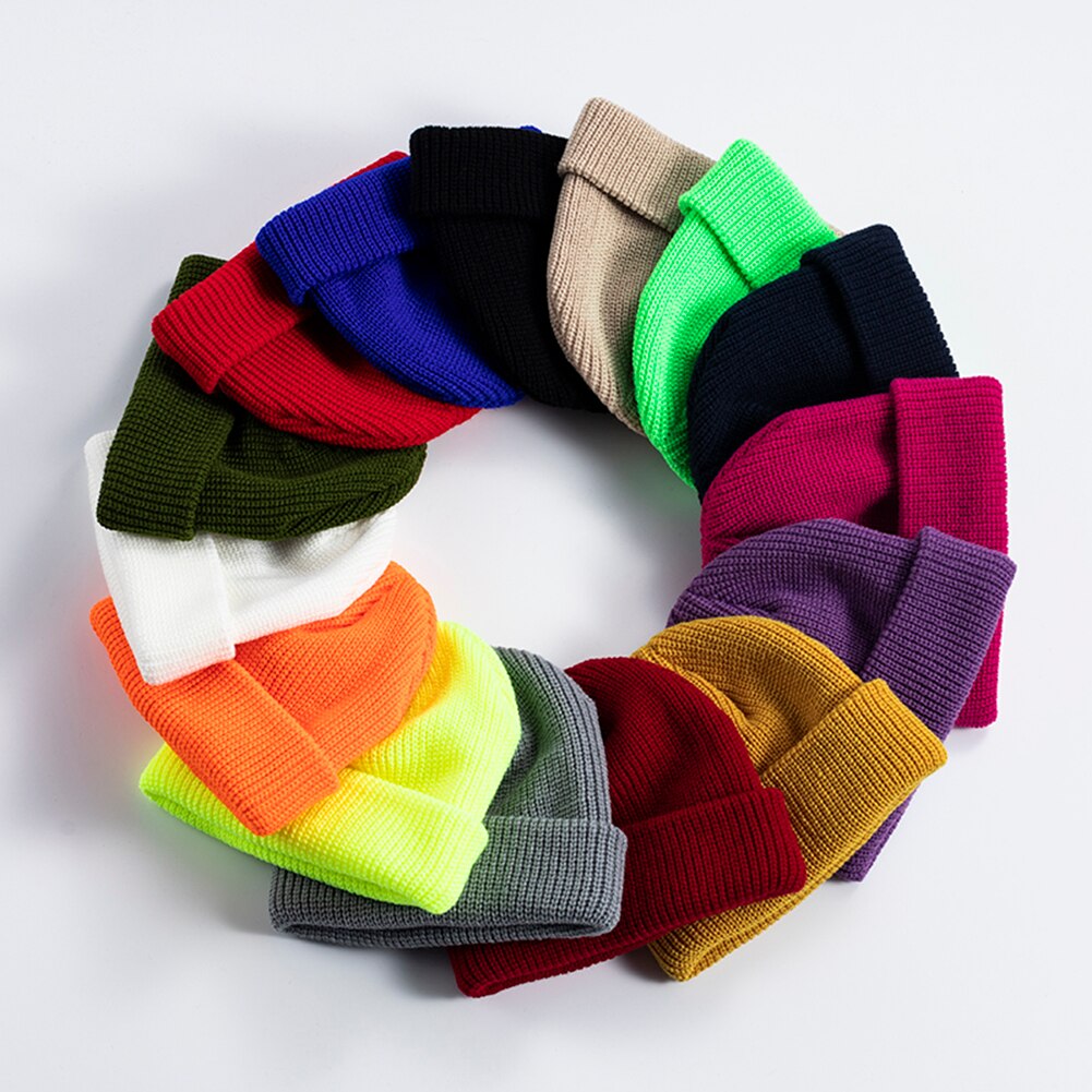 Hip Hop Beanie Knitted Hat Men Skullcap Women Winter Warm Brimless Baggy Melon Cap Cuff Docker Fisherman Beanies Hats