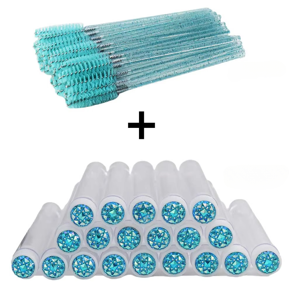 Tubes de brosse à cils avec baguettes de Mascara en cristal, peigne à sourcils, conteneur de bobines, applicateurs de brosse à cils, outils de maquillage, 50 pièces: WHITE