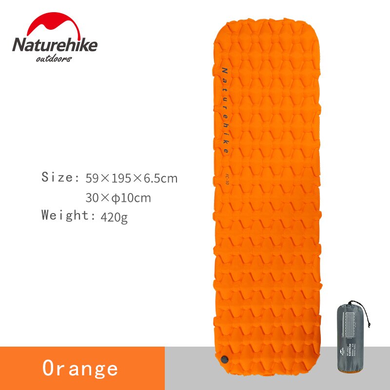 Naturehike Ultralight Outdoor Inflatable Cushion Sleeping Camping Mat Sleeping Pad Mattress Camping Hiking Travel Air Bed: Orange mat