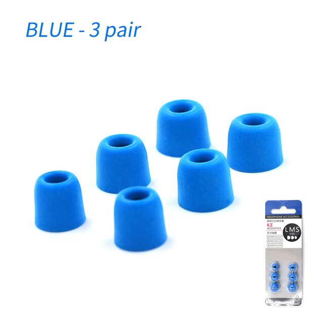 Kz originalminne skumbrus isolerande sköna öronsnäckor öronkuddar öronsnäckor in-ear hörlurar för zsx  zs10 pro  s1 e10 t1 zst x: Blå 3 par