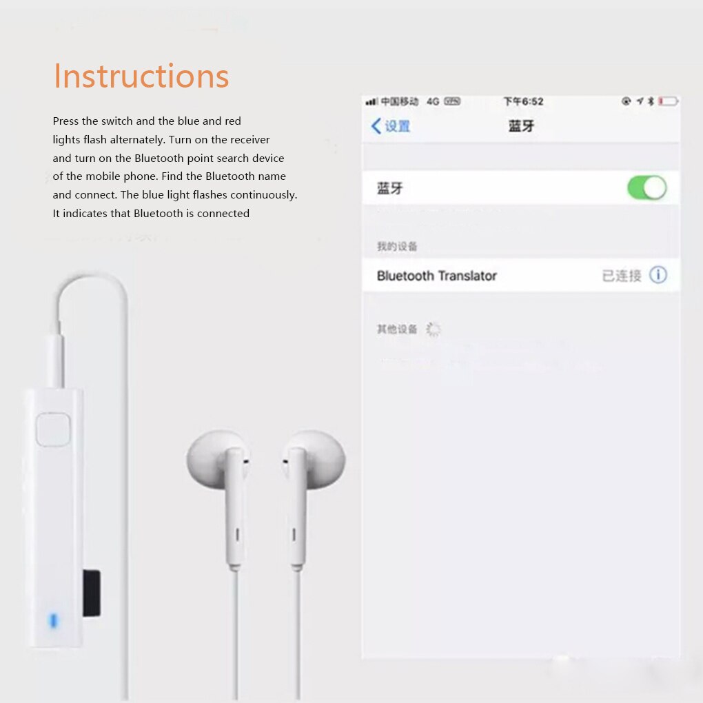 Smart Voice Translation Headset Wireless Stereo Bluetooth Mini Languages Translator Headphone