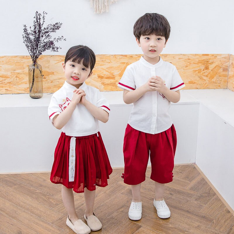 Kids Traditionele Chinese Kostuums Kinderen Schooluniform Pak Meisjes Hanfu Jurk Kind Kleding Oude Chinese Jongens DQS1910: girl suit / 110cm