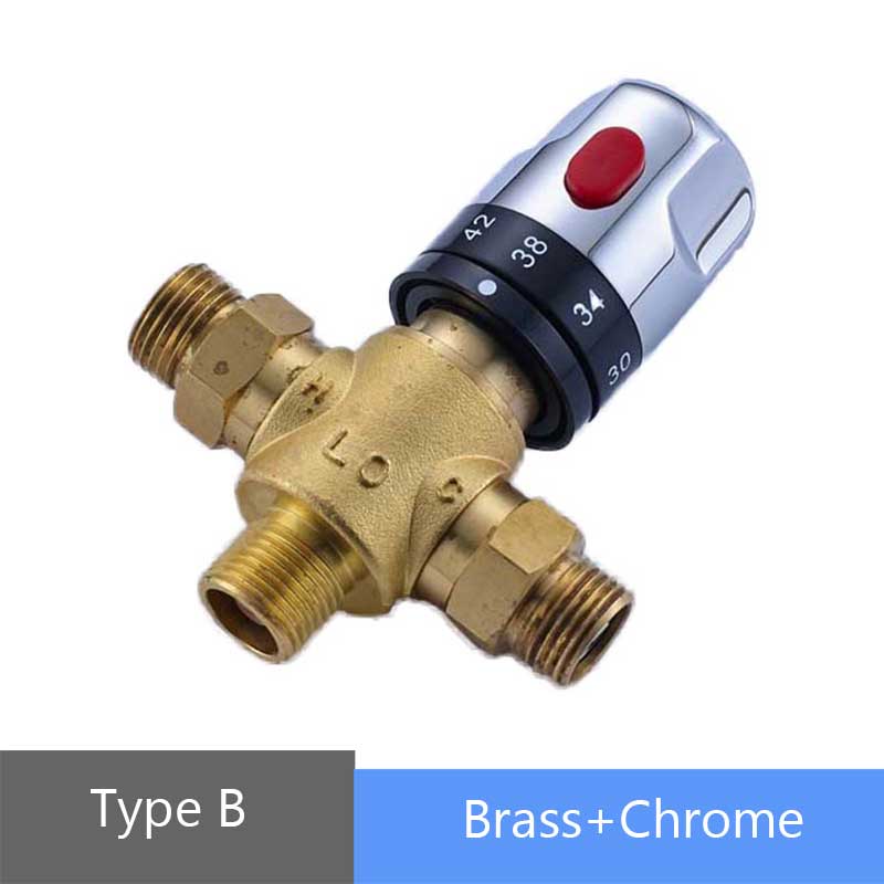 Thermostatic Brass Mixer Valve Brass Cartridge Mixer Valve Cold Water Temperature Control Mixer Bathroom Accessories: Type B Brass