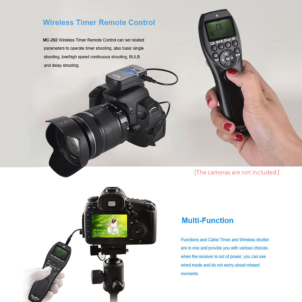 YouPro – télécommande sans fil MC-292 G N3 2.4G, minuterie LCD, obturateur, transmetteur récepteur 32 canaux pour Canon