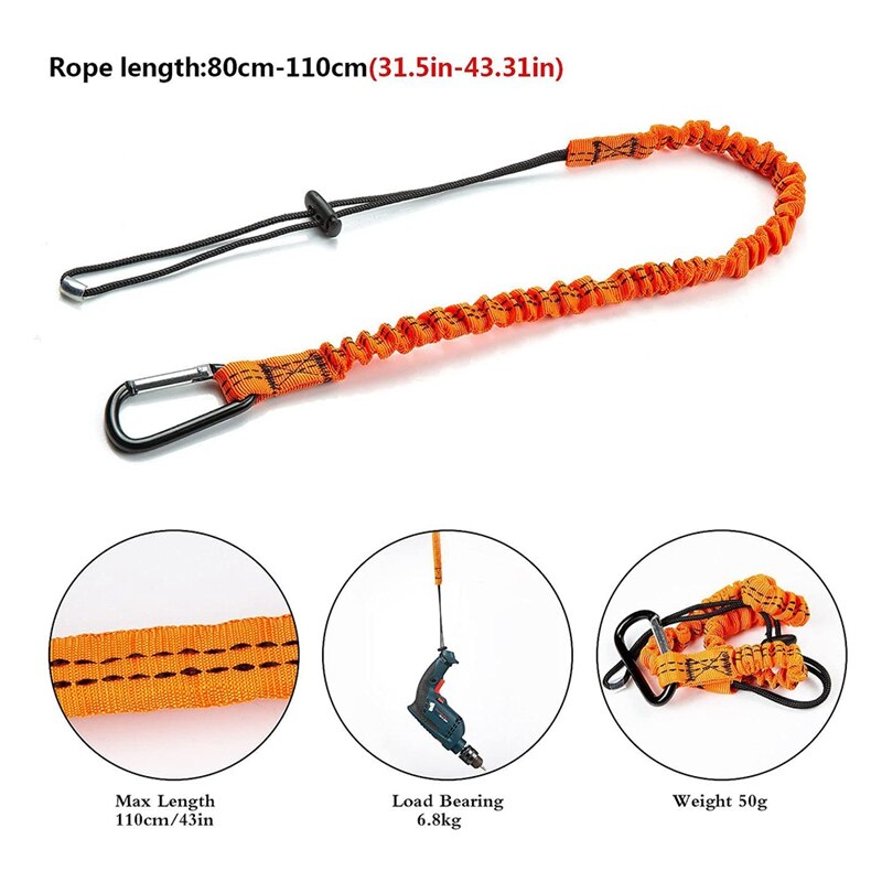 Tool Lanyard,3 Stuks Veiligheid Lanyard Met Karabijnhaak, Schokabsorberende Veiligheid Lanyard Verstelbare Veiligheid Lanyard Voor Werk Gereedschap