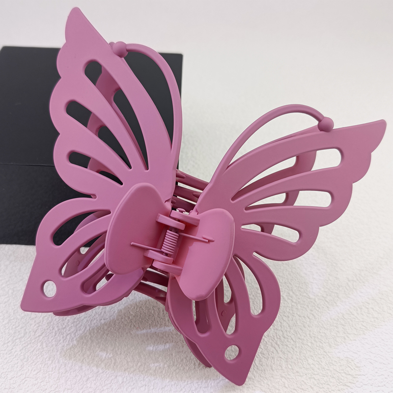 Pinza para el pelo para la cabeza trasera para niñas y mujeres, dulce verano, 13,5 cm, ala de doble capa, antena hueca, pinza para el pelo de plástico de mariposa
