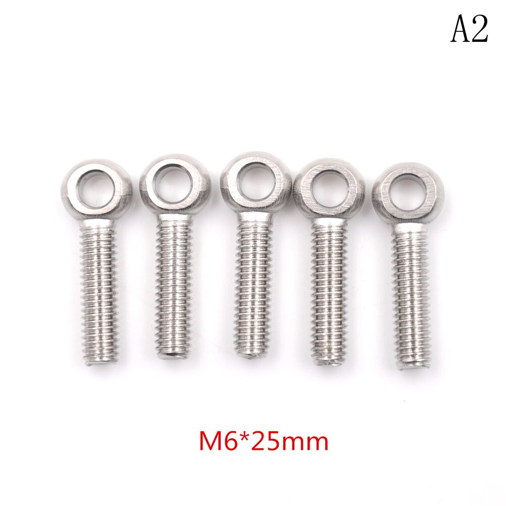 5PCS stainless steel eye bolt stud articulated anchor bolt fasterners M5 M6 M8 M10 M12: 6x25