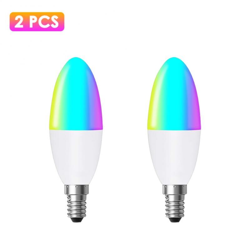 E14 tuya zigbee 3,0 smart candle bulb rgbcw 5w led light bulb smart home control works with alexa google home alice: 2 pcs