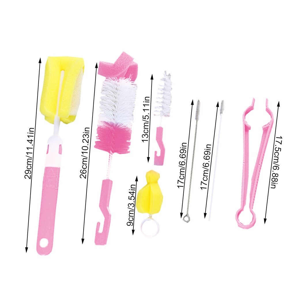 ! 7 pièces ensemble de brosses de biberon éponge nettoyage tasse brosses bouteilles pour bébés Kit de nettoyage de Tube anti-rayures