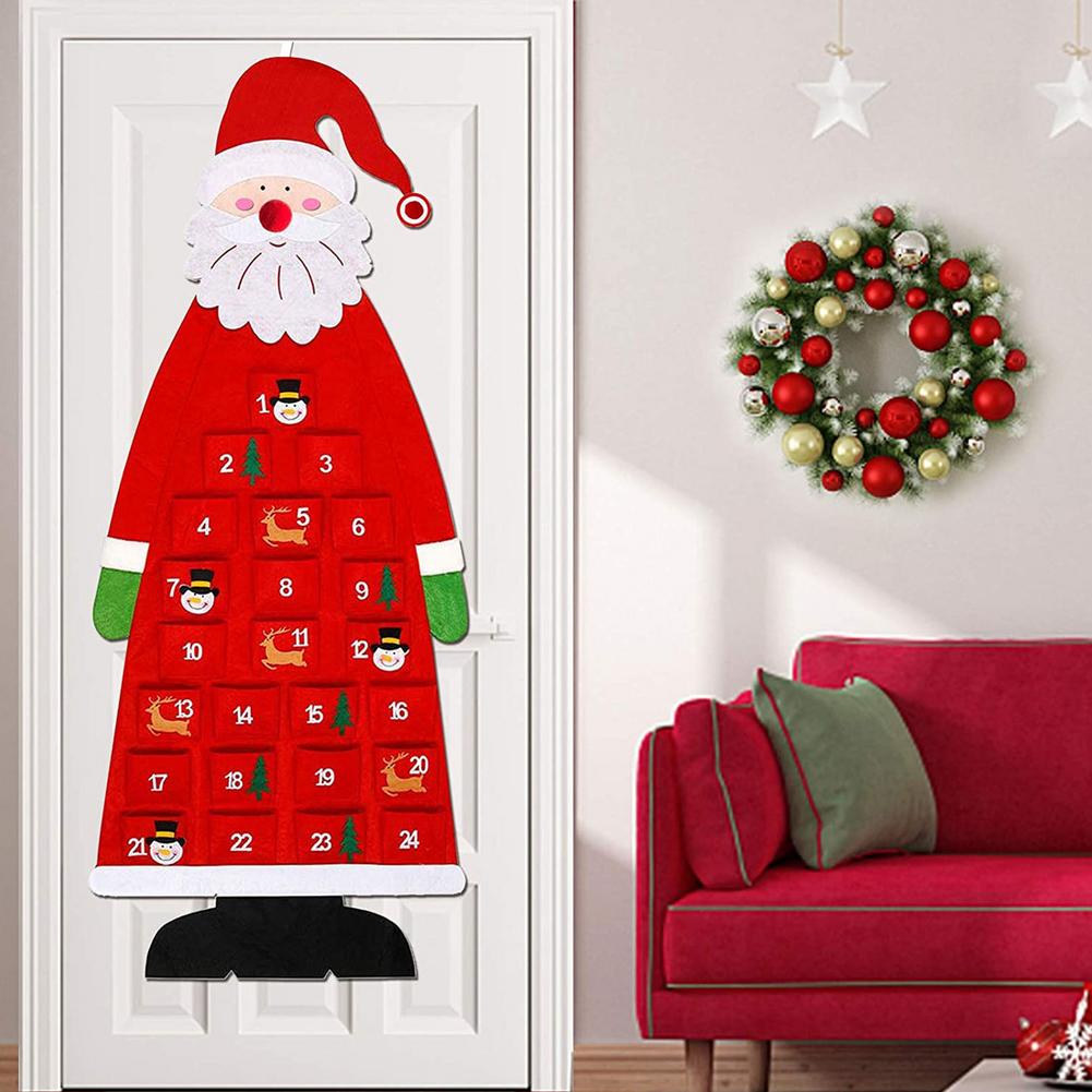 Christmas Advent Calendar With Pockets Felt Fabric Wall Hanging Santa Claus Advent Calendar Exquisite Countdown Decoration