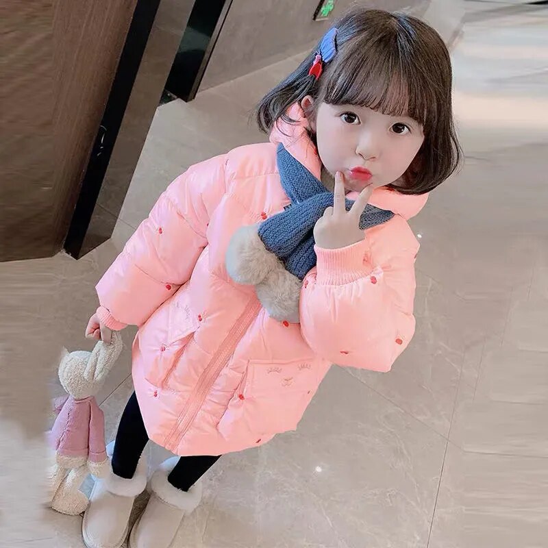 Baby Mädchen Engel FlüGel Baumwolle Jacke Mädchen Dick Weihnachten Rosa Baumwolle Jacke Winter Kleidung Mitte-länge Vlies Herbst/Winter Jacke