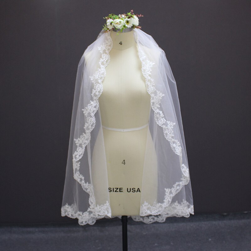 MERMAIDFUN bord de dentelle court voiles de mariage avec peigne vraies Photos voile de mariée pour la mariée
