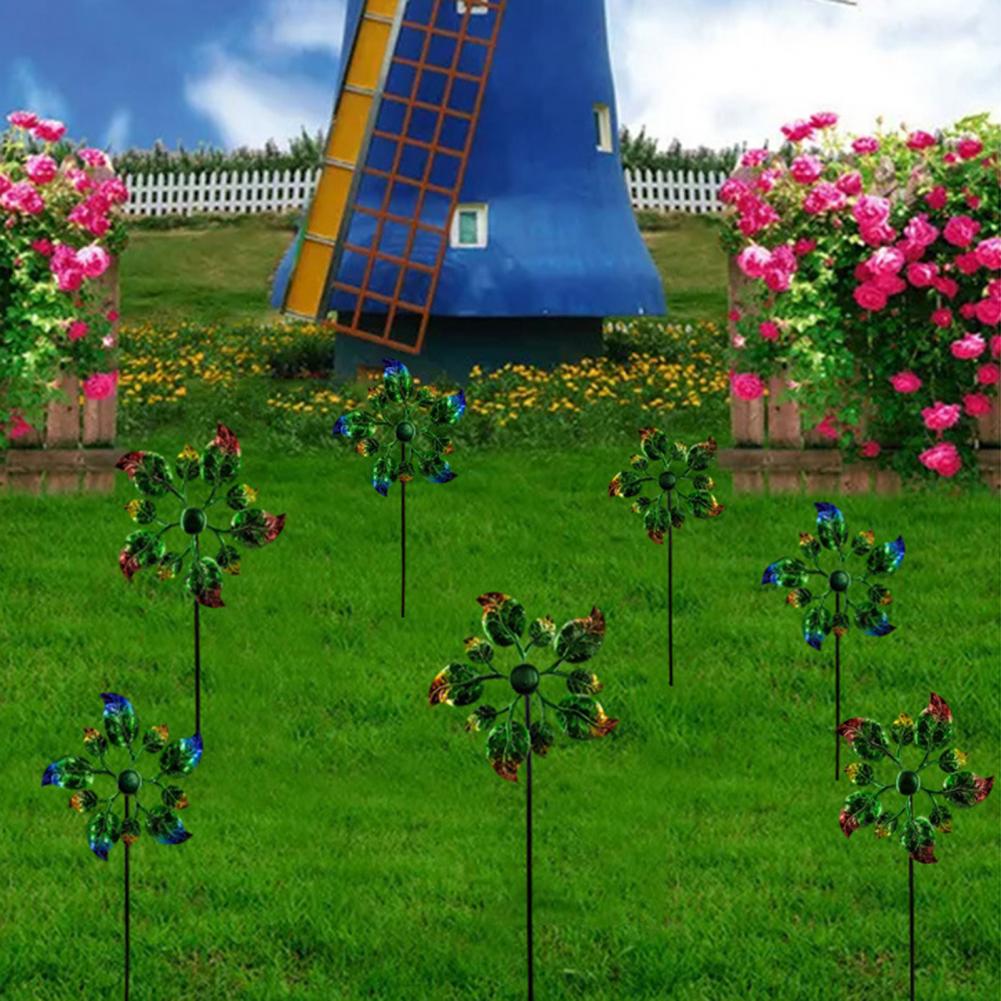 Ijzer Windmolen Pinwheel Stake Decoratieve Stabiele Mooi Uitziende Ijzer Tuin Windmolen Stake Artisitic Ornament Voor Thuis