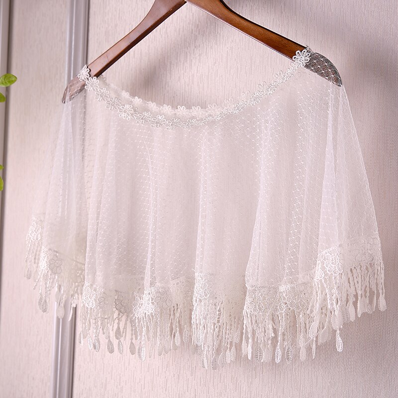 Bolero de encaje para mujer, capa blanca corta para boda, vestido de noche, chal, Bolero, chal de encaje