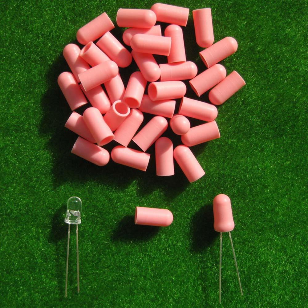 XPT02M 100 stks Geel/Rood/Wit/Blauw/Groen/Roze Rubber Caps/Covers voor 5mm Graankorrel Bollen LEDs NIEUW: Pink