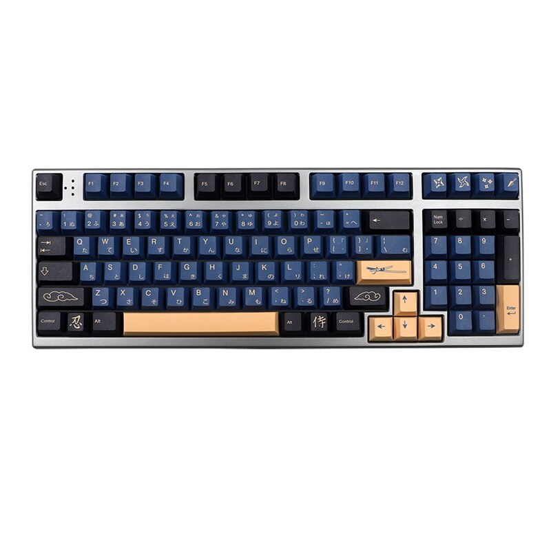 135 Keys/Set Blue Samurai Theme PBT Dye Subbed Keycap for Mx Cherry Switch Mechanical Keyboard Gmk Keycap