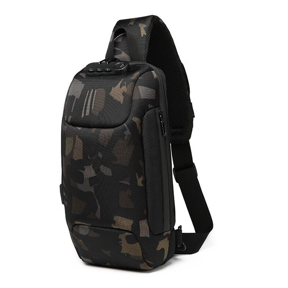 Lichtgewicht Crossbody Mannen Borst Zak Multifunctionele Reizen Outdoor Verstelbare Riem Code Lock Fietsen Running Oxford Doek: Camouflage