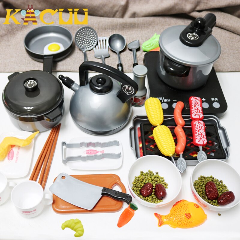 10-44Pieces Children Kitchen Toy Set Cookware Pot Pan Kids Pretend Cook Play Toy Simulation Kitchen Utensils Toys Children