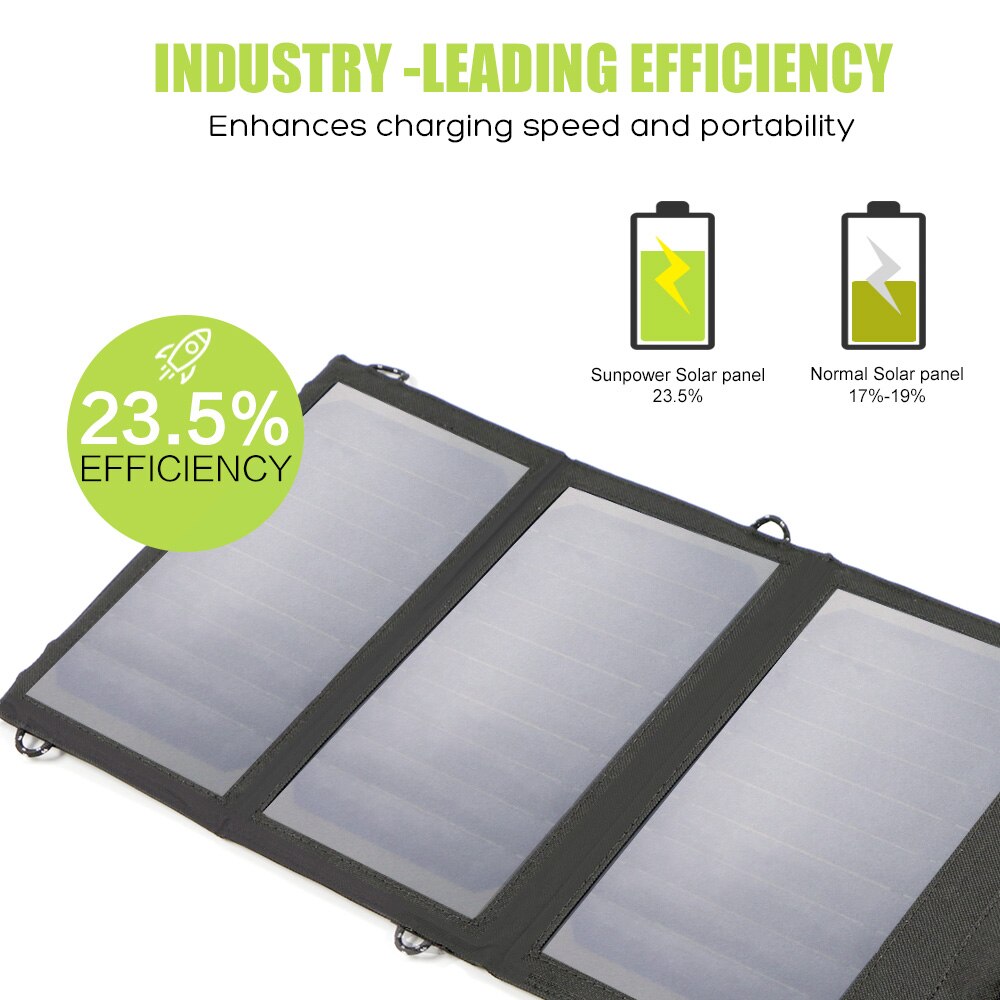 Allpowers solbatteriladdare mobil powerbank 6000 mah bärbar 5v 15w dubbel usb resa utomhus hopfällbar camping solpanel