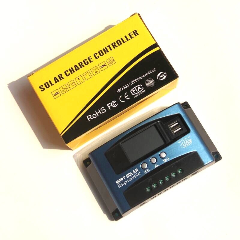 MPPT APPSolar Charge Controller PWM 100A 60A 50A 40A 30A Solar Power Regulator 12V 24V Auto Dual USB LCD Display Load Discharger: 50A-Upgrade