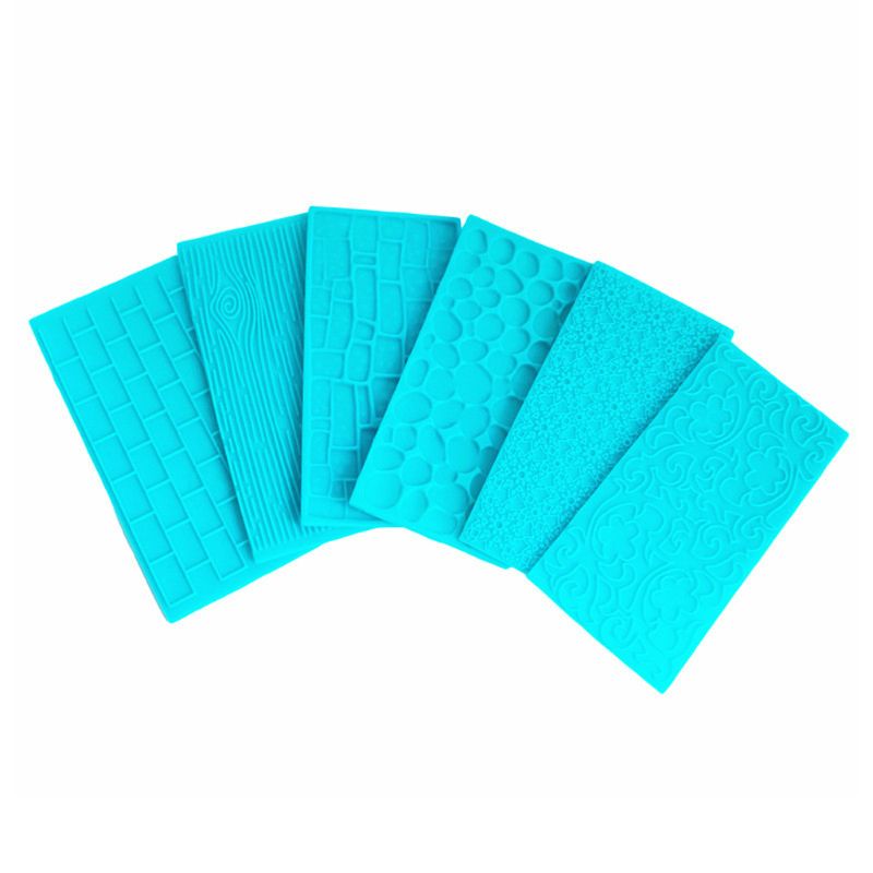 6pcs/set Silicone Impression Mat Fondant Cake Mold Sugarcraft Chocolate Decor Silicone Impression Mat