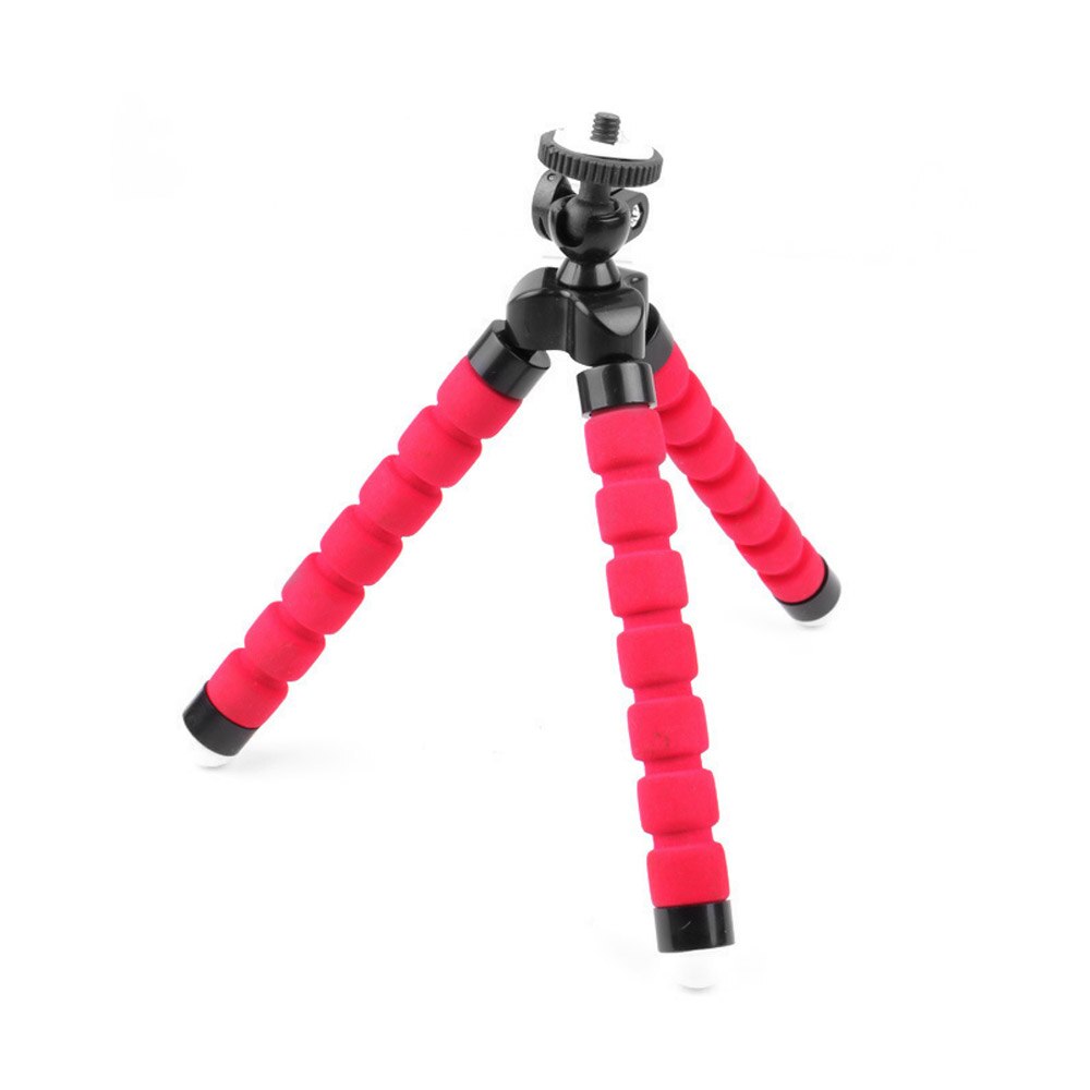 Sponge tripod octopus bracket small lazy mobile phone holder portable mobile phone universal bracket plus mobile phone clip: Red