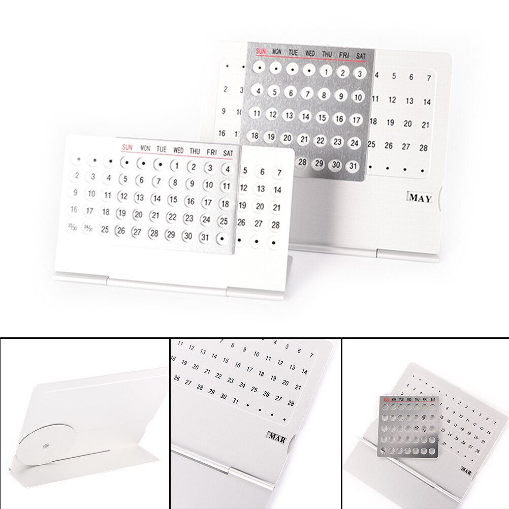 Siliver de aluminio único permanente calendario perpetuo suministros de oficina
