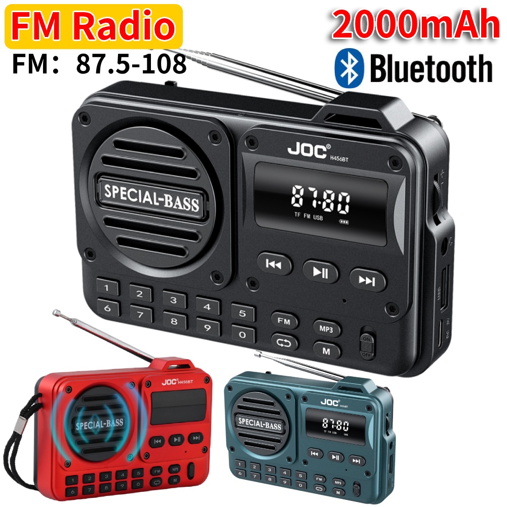Radio FM Piccola radio portatile Bluetooth 5.4 Altoparlante radio ricaricabile a batteria con display a LED per anziani anziani