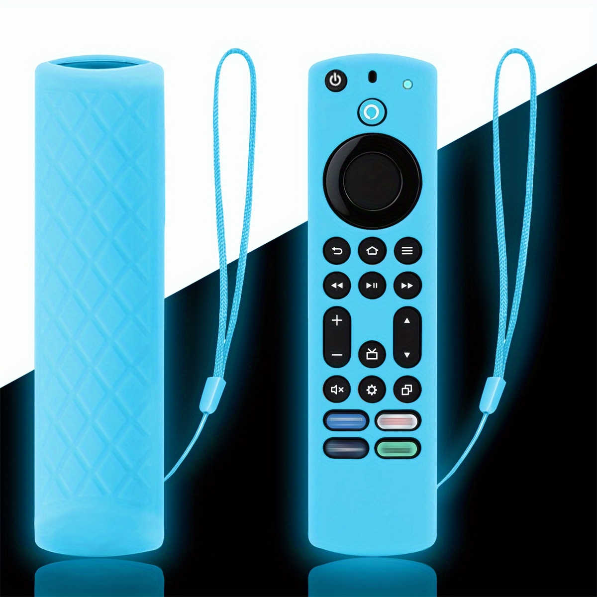  Silicone Remote Case Glow in The Dark for Firetv 4K Max (2nd)/Insignia/Pioneer/Omni (QLED) Series with Lanyard, Lightweight Ant: Blue